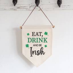 Eat Drink & Be Irish Linen Flag Wall Decor - St Patrick's Day Celebration Party Bunting Green Four Leaf Clover Pennant Celtic Banner - thumbnail 4