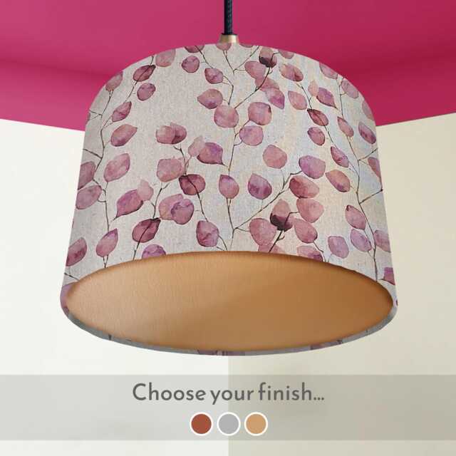 Handmade Botanical Pink Lampshade Honesty Plant Ceiling/Table Light - image 1