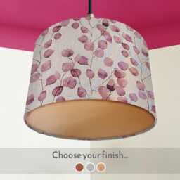 Handmade Botanical Pink Lampshade Honesty Plant Ceiling/Table Light - thumbnail 1