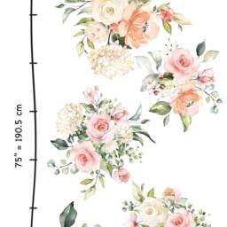 Peony Floral Wall Decal, Pink Peonies Nursery Decor, Removable Flower Sticker, Large Art - thumbnail 3