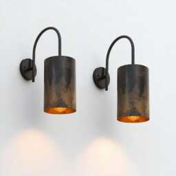 Handmade Black Patina Wall Sconce Rustic Copper Interior Light - thumbnail 2
