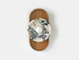 Calacatta Marble Wall Sconce - Modern White Oak Bathroom Light