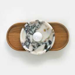 Calacatta Marble Wall Sconce - Modern White Oak Bathroom Light - thumbnail 2