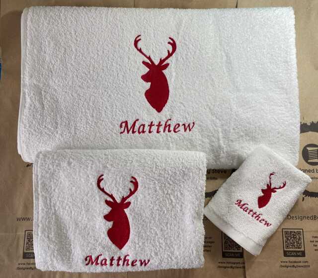 stag Embroidered Towel Hand Bath Sheet 500Gsm 100% Cotton - image 1