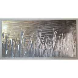 Abstract Metal Wall Art, By The Lake, Gold Silver Grey, Indoor Outdoor - thumbnail 1