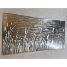 Abstract Metal Wall Art, By The Lake, Gold Silver Grey, Indoor Outdoor - thumbnail 3