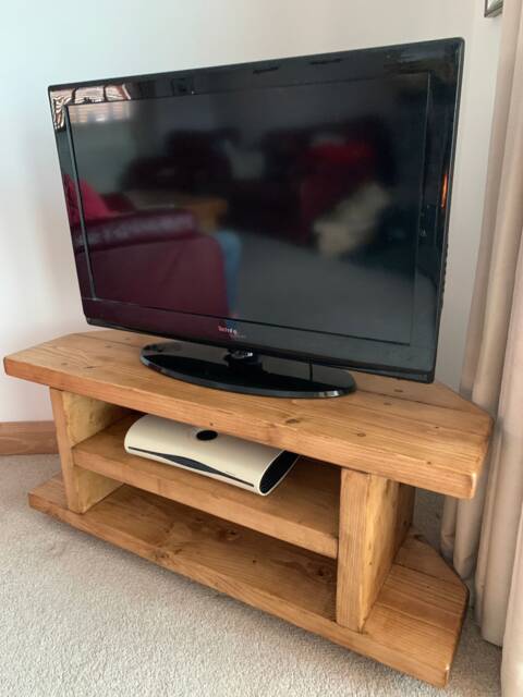Wooden Corner Tv Stand Rustic Solid Wood Media Cabinet Shelves Oak Pine Walnut - image 1