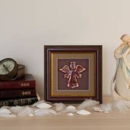 3D Butterfly Wall Art - Red & Gold Clay Painting - 7.5x7.5 In - thumbnail 3