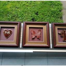 3D Butterfly Wall Art - Red & Gold Clay Painting - 7.5x7.5 In - thumbnail 4