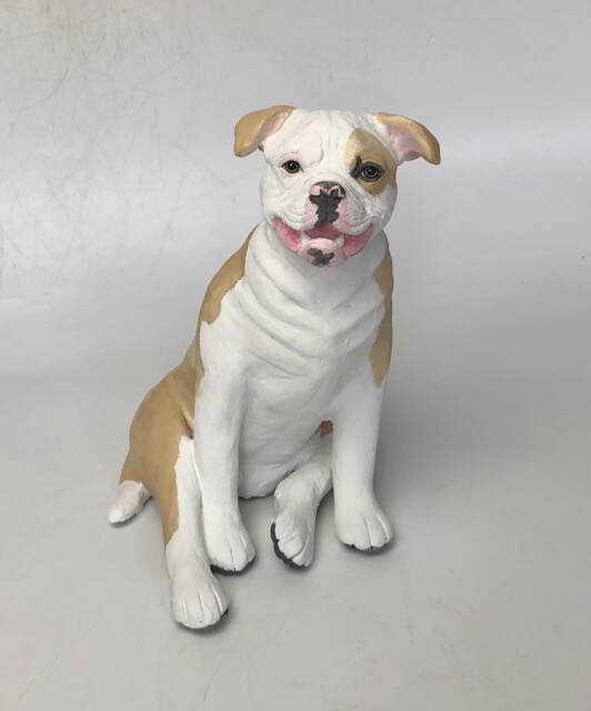 Custom American Bulldog Pet Memorial Urn Hand-Sculpted Clay Dog Portrait - image 1