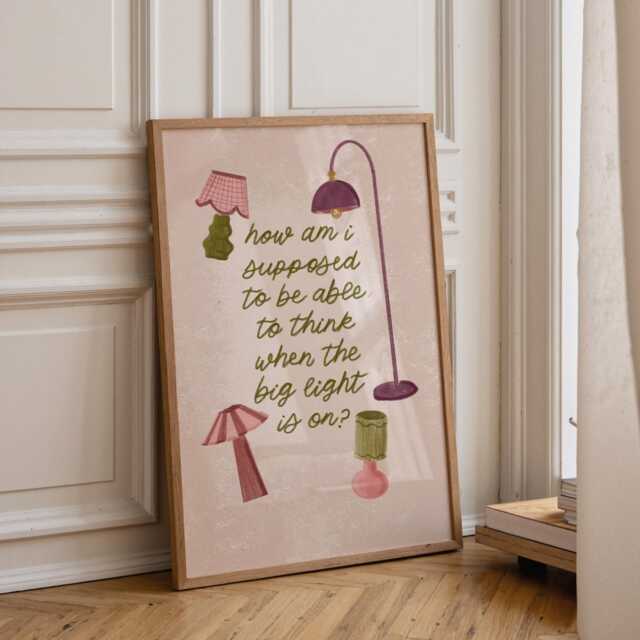 Big Light - Funny Art Print, Lamps, Lamplight, Ambience, Relatable Poster, Colourful, Original Drawing - image 1