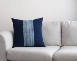 Hmong Hill Tribe Throw Pillow Cover, 20x20 Indigo Batik - thumbnail 1