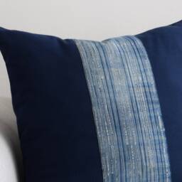 Hmong Hill Tribe Throw Pillow Cover, 20x20 Indigo Batik - thumbnail 3