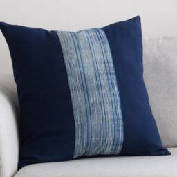 Hmong Hill Tribe Throw Pillow Cover, 20x20 Indigo Batik - thumbnail 2