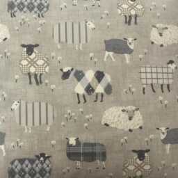 Handmade Sheep Print Cushion Cover Grey Country Linen Pillow Sham - thumbnail 2