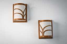 Pair Of Mid-Century Modern Style Rattan Wall Sconce Lamp, Hallways, Living Room Lighting