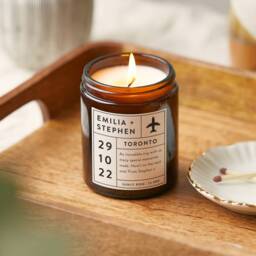 Personalised Surprise Trip Candle Travel Ticket Gift, Scented Soy Wax - thumbnail 2
