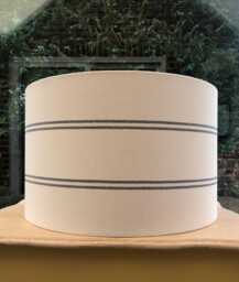 French Linen Lampshade With Black/Charcoal Grey Stripes For Ceiling Or Floor Lamp