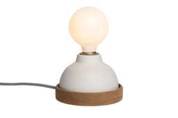 White Sennen Table Lamp in Ceramic & Oak