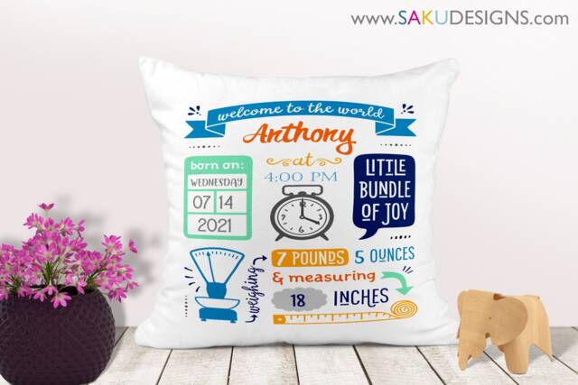 Birth Stats Baby Boy/Girl Pillow-Birth Announcement-Nursery Decor-Baby Pillow-Keepsake Pillow-Personalized Pillow-New Baby-Nursery-Boy-Girl - image 1