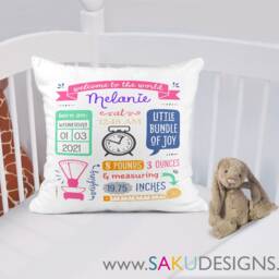 Birth Stats Baby Boy/Girl Pillow-Birth Announcement-Nursery Decor-Baby Pillow-Keepsake Pillow-Personalized Pillow-New Baby-Nursery-Boy-Girl - thumbnail 3