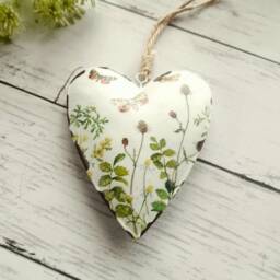 Metal Hanging Heart Decoration With Flowers & Butterfly - The Home Hearts Shop Rustic Wall Decor Shabby Wedding Gift Xmas - thumbnail 2