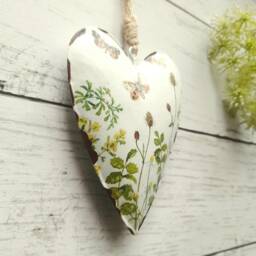Metal Hanging Heart Decoration With Flowers & Butterfly - The Home Hearts Shop Rustic Wall Decor Shabby Wedding Gift Xmas - thumbnail 3