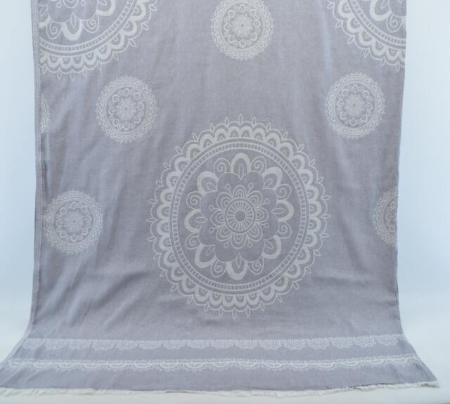 "Light Gray Throw, King Size Blanket, Aztec Bedspread Turkish Blanket, 79""x91" - image 1