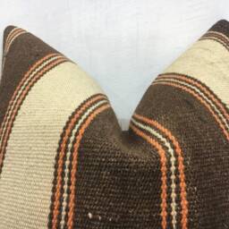 Vintage Kilim Pillow Cover, Bohemian Turkish Handwoven Throw - 20x20 - thumbnail 2