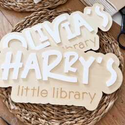 Personalised Children's Library Sign, Personalised Wooden Book Corner, Nook Childrens Room Decor, Nursery Wall Art - thumbnail 3