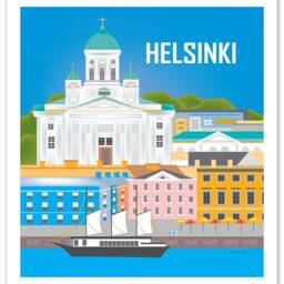 Helsinki Art, Skyline Print, Finland Wall Helsinki, Travel Nursery Loose Petals Style - E8-O-Hel - thumbnail 3