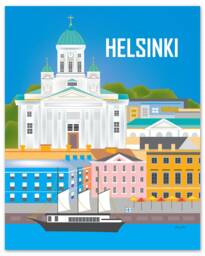 Helsinki Art, Skyline Print, Finland Wall Helsinki, Travel Nursery Loose Petals Style - E8-O-Hel - thumbnail 1
