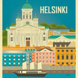 Helsinki Art, Skyline Print, Finland Wall Helsinki, Travel Nursery Loose Petals Style - E8-O-Hel - thumbnail 2