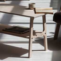 Danish Modern Coffee Table Wooden Square Coffee Table, Mid-Century Vintage Table - thumbnail 1