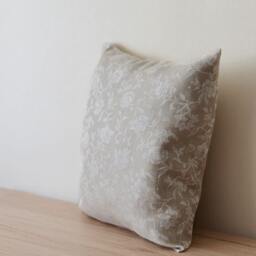Linen Pillow Case Wedding Cover Tan Cottage Chic Flowers Decorative Damask Cushion Natural Throw - thumbnail 2