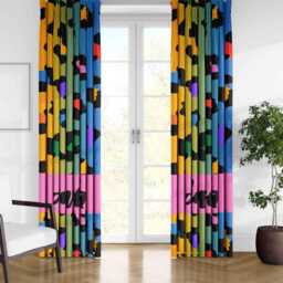 Leopard Multicolour Personalised Blackout Eyelet Curtains Custom Name Bright Rainbow Animal Print Kids Bedroom Playroom Or Home Decor Style - thumbnail 2