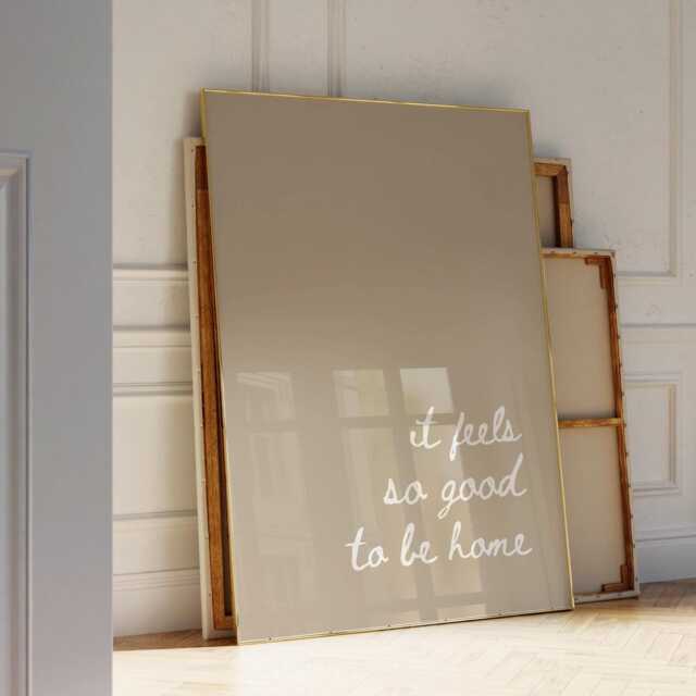 It Feels So Good To Be Home, Daily Affirmations Poster, Minimalist Decor, Cute Bedroom Print, Natural Beige Wall Art, Simply Home Art - image 1