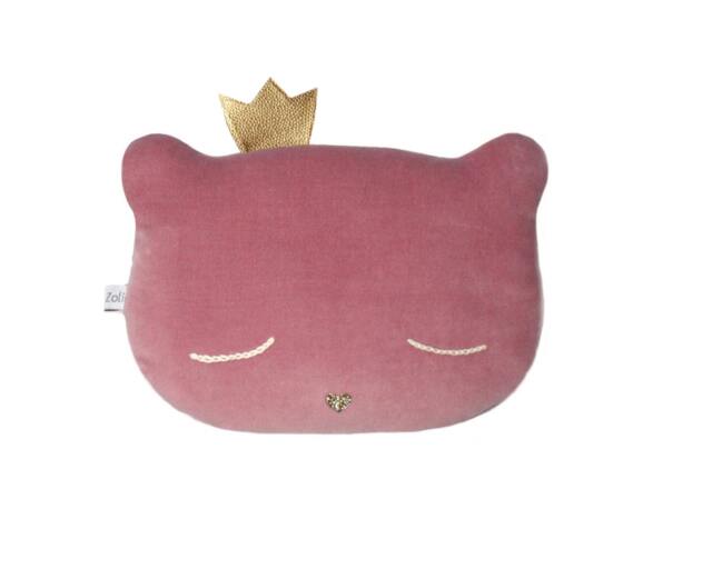 Cat - Crowned Cat Shaped Embroidered Cushion, La Reine Les Iconiques Collection Caro & Zolie - image 1