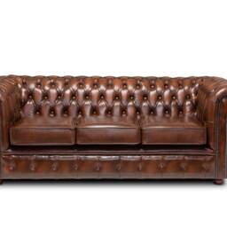Chesterfield Real Leather Two Seater Sofa Genuine Antique Tan - thumbnail 4