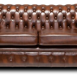 Chesterfield Real Leather Two Seater Sofa Genuine Antique Tan - thumbnail 2