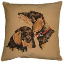 Wirehaired Dachshunds Woven Tapestry Cushion Cover Sham - thumbnail 1