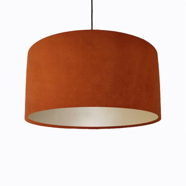 Burnt Orange Lampshade in Velvet With Champagne Lining - image 1
