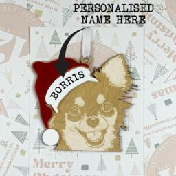 Personalised Pet Christmas Bauble/Ornament With Name - Dog Chihuahua 009 - Tree Hanging Bauble Decoration Animal - thumbnail 2