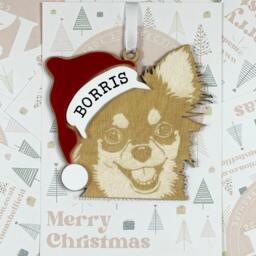 Personalised Pet Christmas Bauble/Ornament With Name - Dog Chihuahua 009 - Tree Hanging Bauble Decoration Animal - thumbnail 3