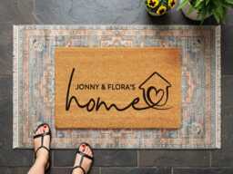 Personalized Front Door Mat - New Home Gift Idea Custom Name Family For Porch Entryway Welcome Doormat - thumbnail 1