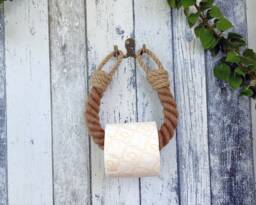 Jute Rope Toilet Paper Holder Nautical Bathroom Decor - thumbnail 1