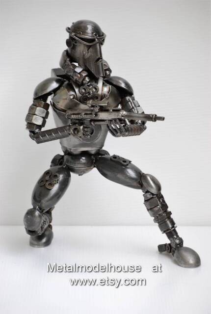 Eco-Friendly Recycled Metal Trooper Sculpture, Gift For Nature Lovers, Unique Valentine Gifts Him - image 1
