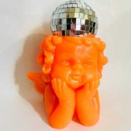 Disco Head Cherub Angel Baby/Funky Art/Quirky/Dopamine Decor/Pop Art/Kitschy Decor/Kitsch Art/Funny Decor/Weird Art/Disco Ball/ Art - thumbnail 2