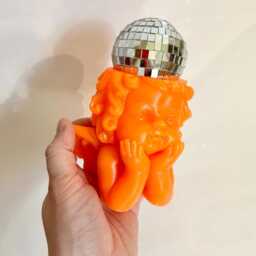 Disco Head Cherub Angel Baby/Funky Art/Quirky/Dopamine Decor/Pop Art/Kitschy Decor/Kitsch Art/Funny Decor/Weird Art/Disco Ball/ Art - thumbnail 4