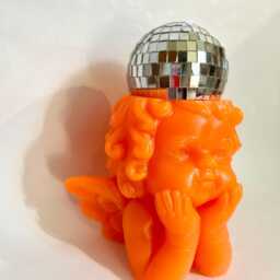 Disco Head Cherub Angel Baby/Funky Art/Quirky/Dopamine Decor/Pop Art/Kitschy Decor/Kitsch Art/Funny Decor/Weird Art/Disco Ball/ Art - thumbnail 3